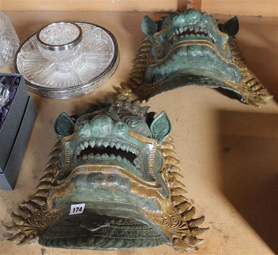 Pair of Chinese dragon masks